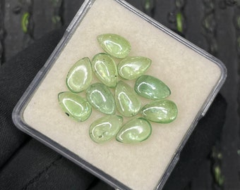 Smooth Glossy Mint Green Kyanite Flat back Lot Pear Shape Top  Quality 5X8 MM- 11 Pieces, Kyanite Flat back For Jewelry Making.