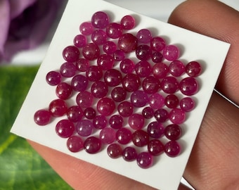 Round Ruby Cabochons 2-4mm, Flat Back Gemstone Lot for Jewelry Making