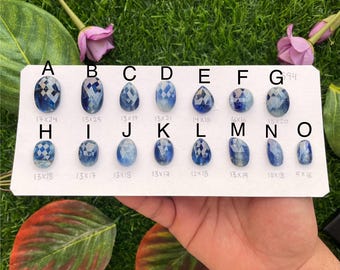Natural Blue Kyanite Rose Cut Cabochon, Faceted Loose Stone for Jewelry Making