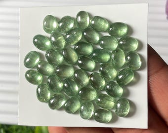 Natural Green Kyanite Oval Cabochons (6x8mm) – Loose Gemstones for Jewelry Making