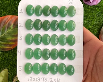 Cabochon ovali di calcedonio verde naturale – Pietre preziose per la creazione di gioielli (12x16–13x18 mm)