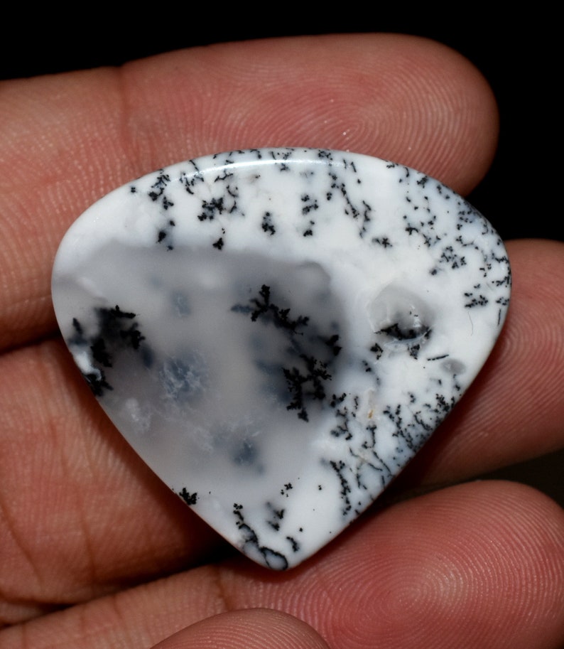 Natural Dendrite Opal Gemstone Heart Shape Cabochon 41.30Carat Dendrite Opal Cabochon Loose Gemstone Opal Stone Perfect Pendant Making Size-