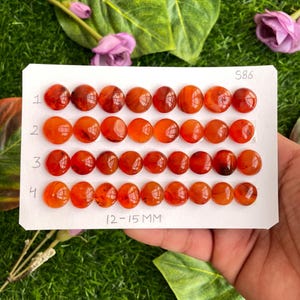 Orange Agate Cabochons: Flat Back Gemstone Strips (12-15 MM)