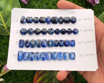 Natural Blue Kyanite Rose Cut Cabochons, Flatback Gemstone Jewelry Making Supplies