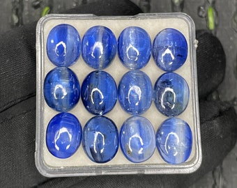 Stunning Glossy Blue Kyanite cabochon Lot Top Quality Oval Shape 8X10 MM- 12 Pieces, Smooth Blue Kyanite  For Jewelry Making.