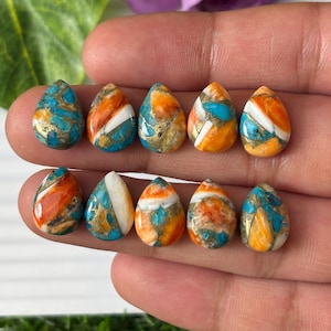 Oyster Copper Turquoise Cabochon: 10x14mm Pear Gemstone
