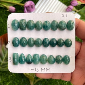 Natural Grandidierite Cabochons: Madagascar Green Gemstone Strips (11-16MM)