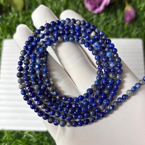 Lapis Lazuli Smooth Ball Beads: 4-5mm, 35&quot; Strand