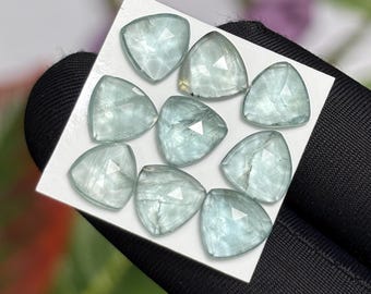 Aqua Blue Kyanite Trillion Rosecut 8x8mm – Natural Kyanite Loose Gemstones Lot for Jewelry Making