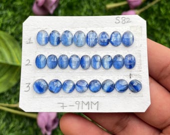 Natural Blue Kyanite Rose Cut Flat Back Cabochons (7-9mm), Jewelry Making Supplies