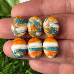 6 Pcs Oyster Copper Turquoise Cabochon Lot ,Calibrated 12X16 MM Copper Turquoise Oval Cabochon,Turquoise gemstone,Spiny Turquoise Cabochon