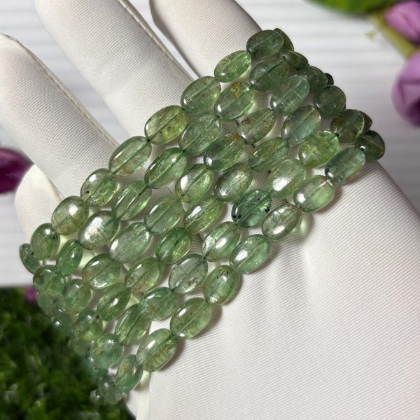 Natural Green Kyanite Nugget Beads – Polished Gemstone for Jewelry Making (5x8-9x13mm)