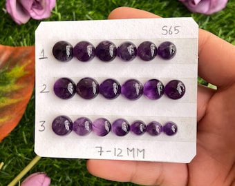 Natural Amethyst Round Cabochons 7-12mm, Purple Gemstone for Jewelry Making