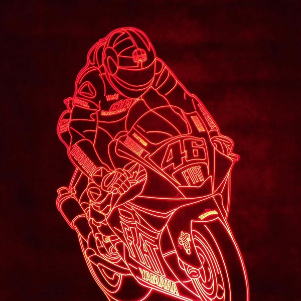 Motorcycle Yamaha Supersport 3-D Optical Illusion Rectangle Multicolored LED Lamp