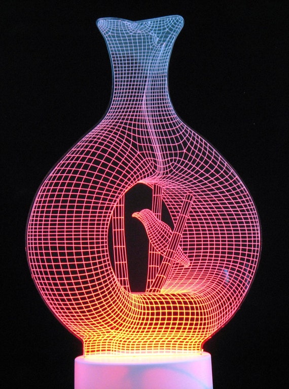 3 D Optical Illusion Artwork With Base For Led Desk Table Etsy