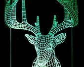 Deer Head Trophy 3-D Optical Illusion Multicolored Light