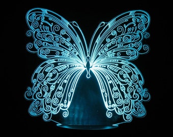 Butterfly Optical Illusion 3-D Rectangle LED Lamp