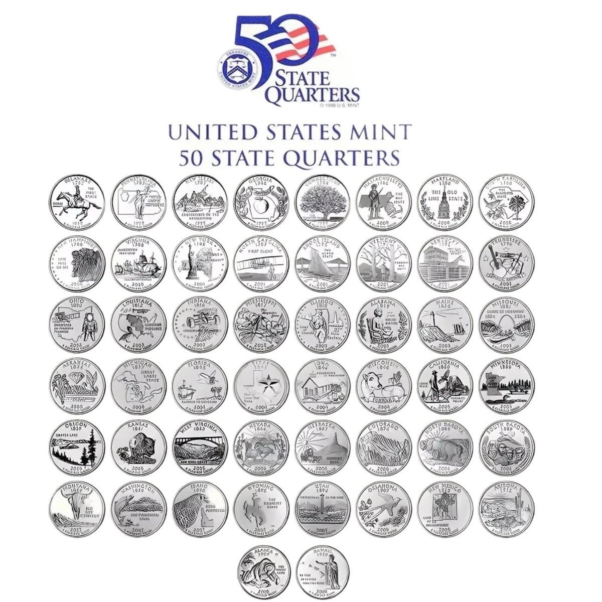 50 State Quarter Collection - Etsy