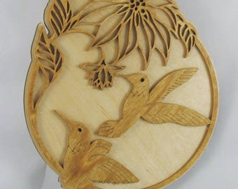 Hummingbird and Flowers Plaque