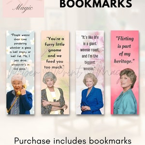 4 Lesezeichen | The Golden Girls Lesezeichen | Digitaler Download | Sofort Download | Buch Geschenke | Goldene Mädchen Zitate