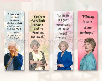 4 Bookmarks | The Golden Girls Bookmarks | Digital download | Instant Download | Book Gifts | Golden Girls Quotes
