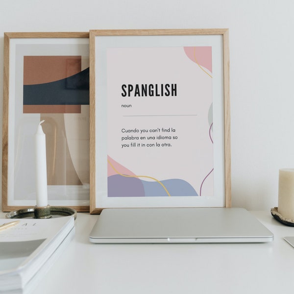 Spanglish definition • Humor • Latinx • Funny sign • Instant Download • Printable • Spanish