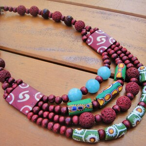Collier Antique Murano Millefiori En Pierre Naturelle - Perles Artisanales, Unisexe, Neuf Sans Boîte