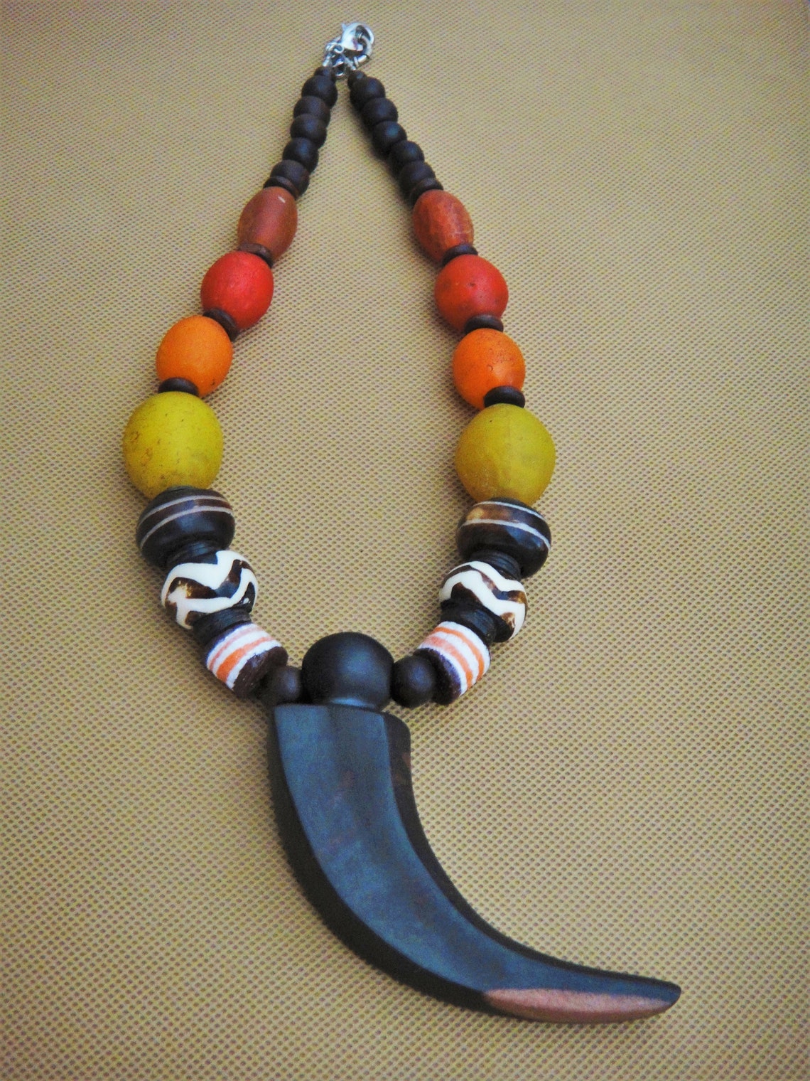 Mens African Jewelry Trade Bead Necklace Oversized Ethiopian Etsy