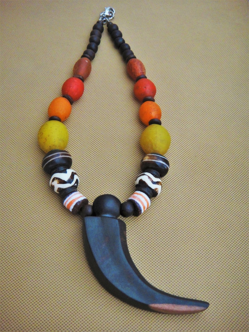 Mens African Jewelry Trade Bead Necklace Oversized Ethiopian Etsy