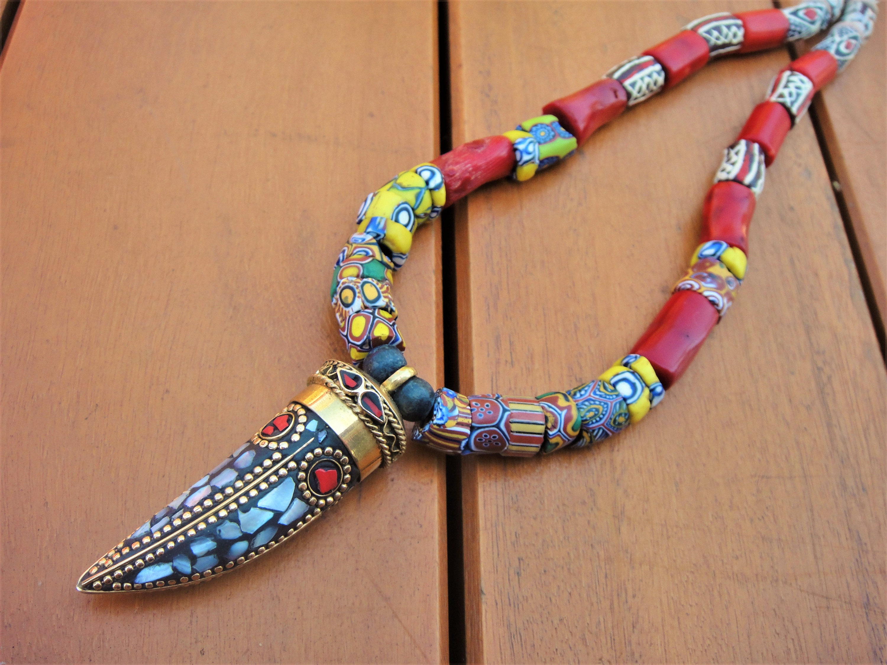 Trade Bead Necklace Mens African Jewelry Luxury Afrocentric - Etsy