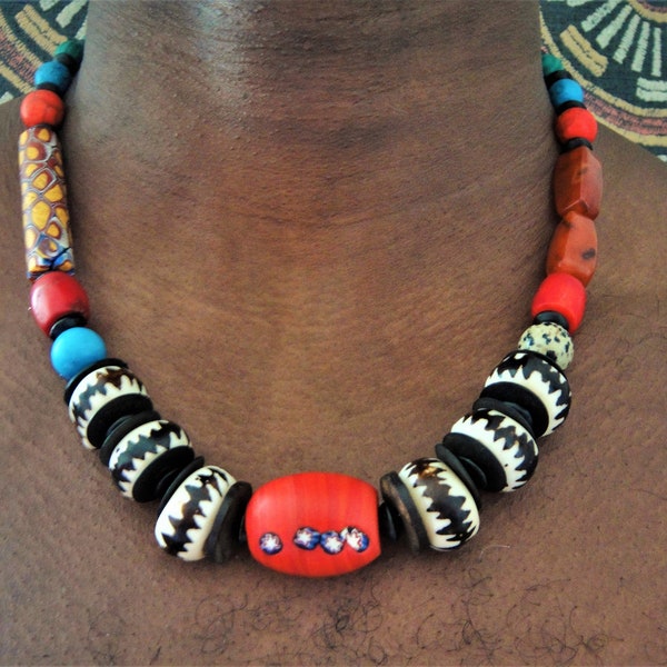 Carnelian African Bone Necklace - Etsy