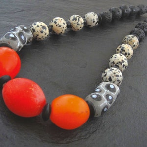 Trade Bead Necklace Antique Beads Choker Bohemian Designer Chunky Gemstone Necklace Dalmatian Jasper Semi-Precious Stones Statement Necklace
