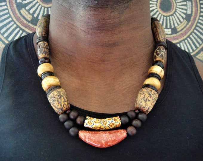 Trade Bead Necklace Mens African Jewelry Murano Millefiori Etsy