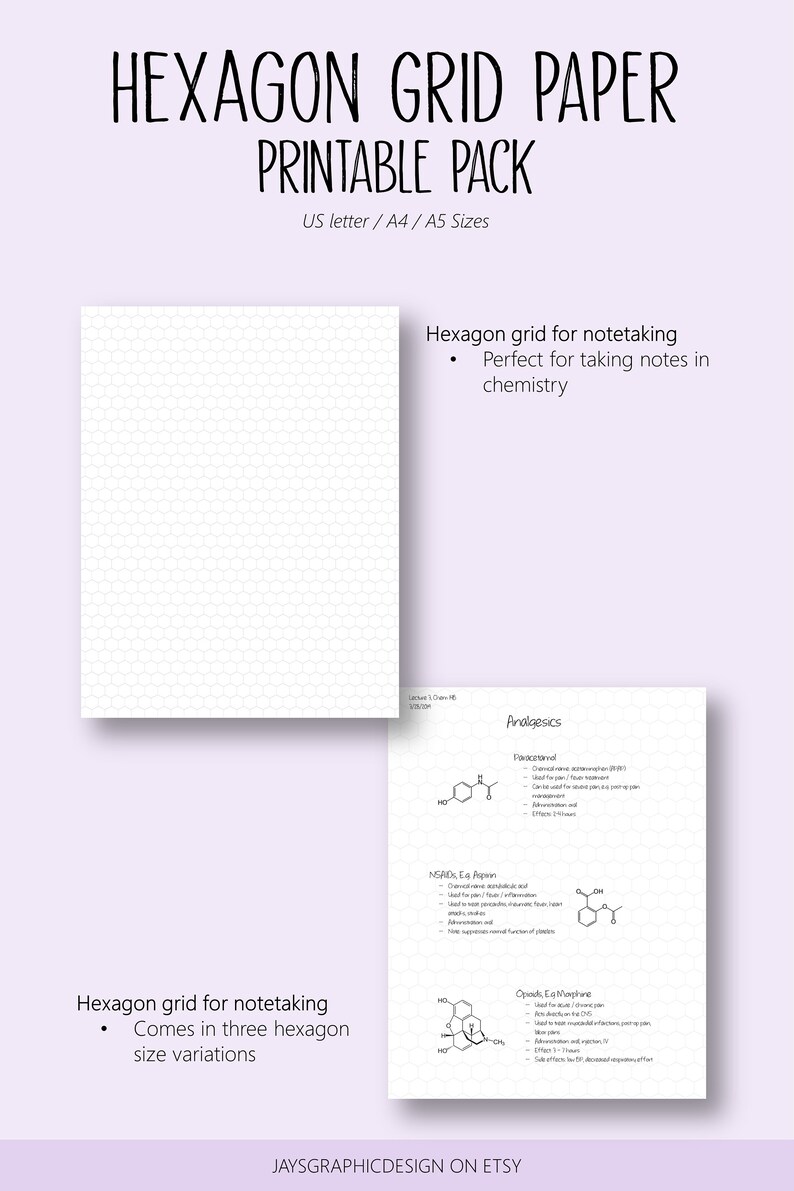 Hexagon Paper Chemistry Student Note Taking Printable Pack A4 Etsy Sweden