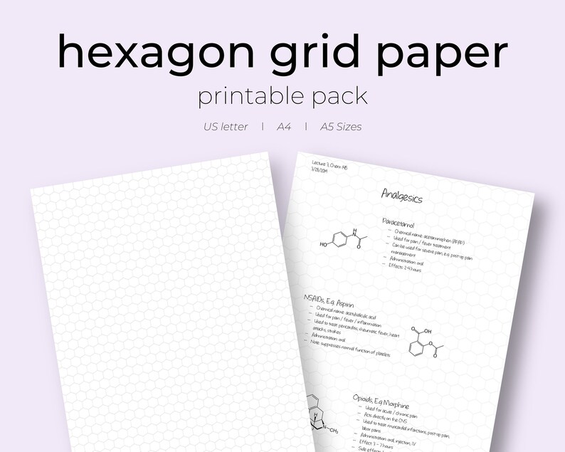 Hexagon Paper Chemistry Student Note Taking Printable Pack A4 Etsy Sweden