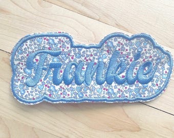 Iron On Patch Custom Name Embroidery Fabric Cursive Lettering Personalized Clothing Label Decorative Text Badge Embroidered Name Tag Gift