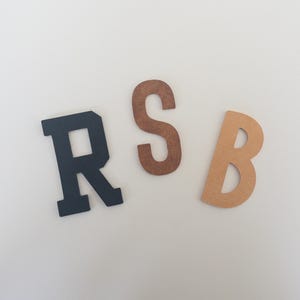 Custom leather letter applique to personalize a jacket glue on letter patch genuine leather cut out letters for custom gift DIY idea