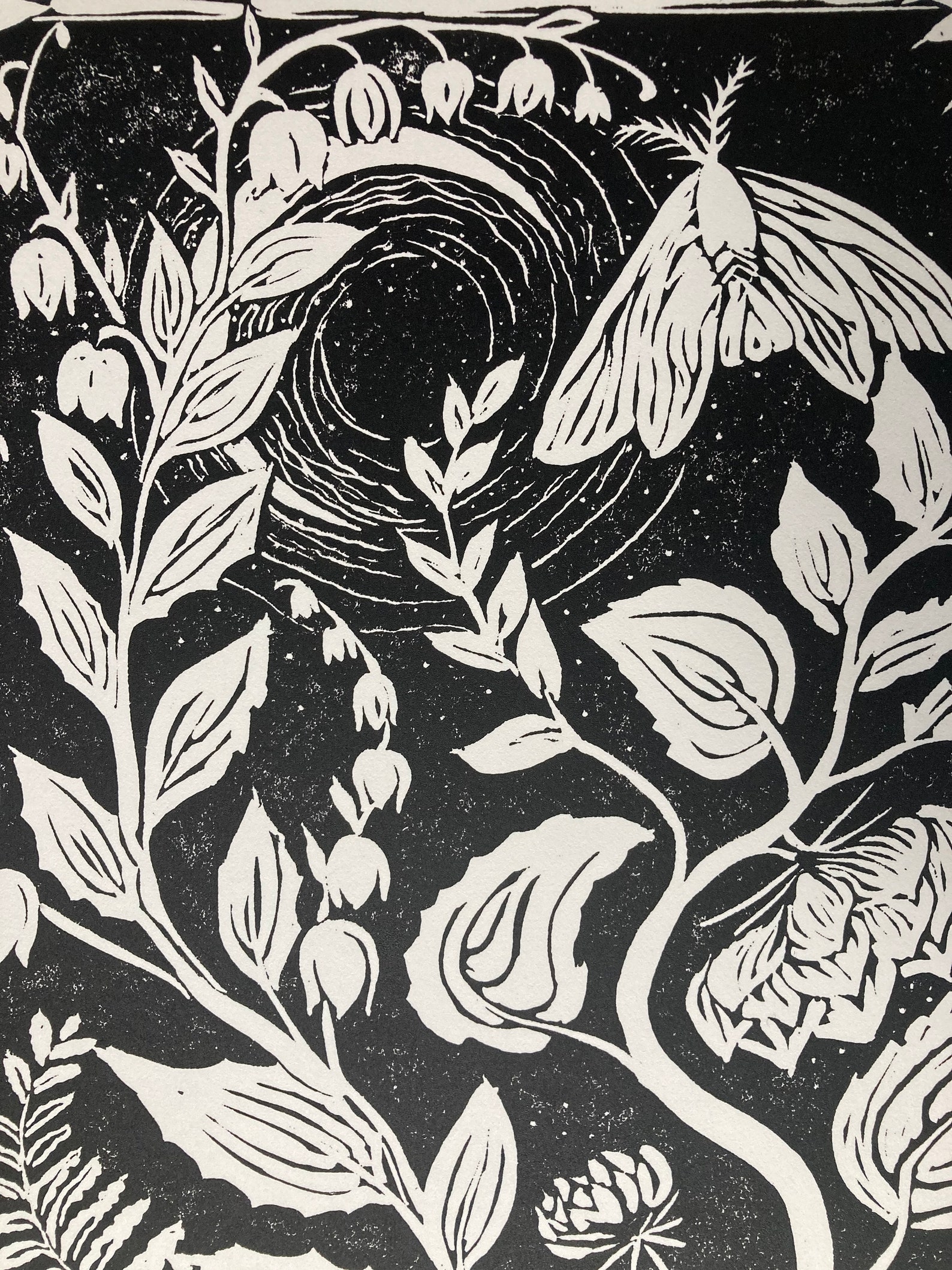 Original Linocut Print Botanical Print Black And White | Etsy