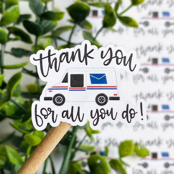 Thank You Mail Carrier Sticker, Post Office Sticker, Mail Truck, Mailman, Mailwoman, Etsy Sticker, Small Shop Sticker, Small Business