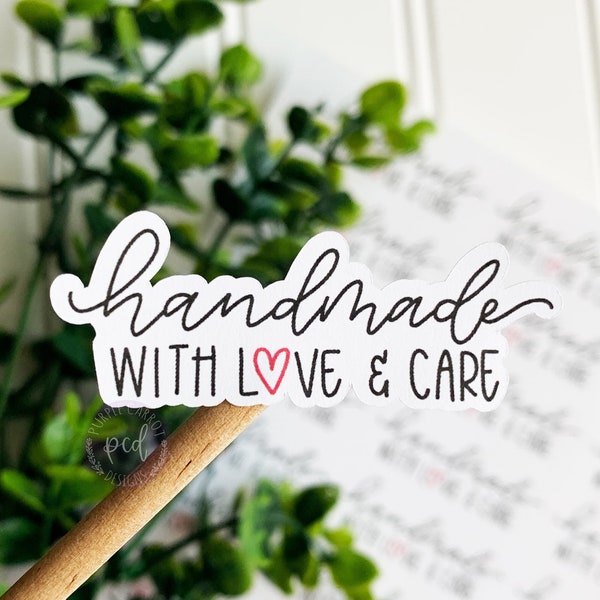 Handmade With Love and Care Sticker©, Handmade Sticker, Handmade Label, Thank You Sticker, Small Shop Sticker, Small Business