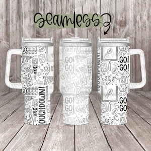 Voetbal ontwerp volledig omwikkeld voor 40oz gegraveerde beker, digitale download, SVG, naadloos ontwerp, roterende laser, doodle SVG, commercieel gebruik