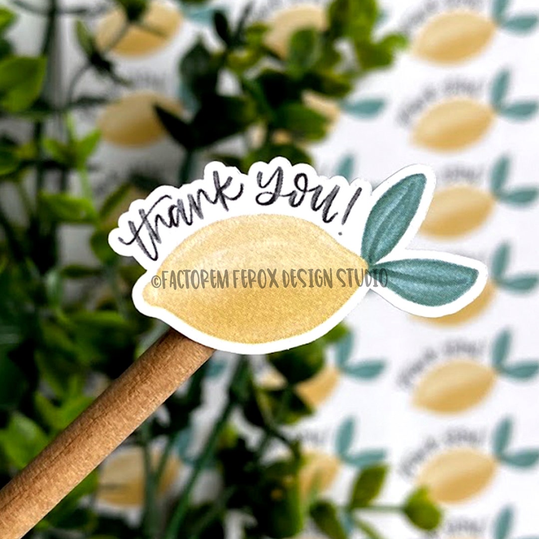Thank You Lemon Sticker© Thank You Sticker Fruit Sticker Etsy