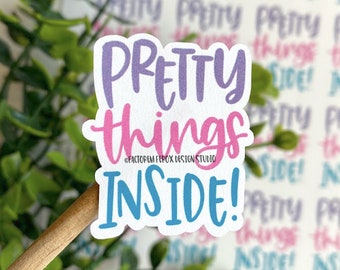 Pretty Things Inside Sticker©, Pretty Sticker, Small Shop, Small Business, Packaging, Bright Colors, Label, Etsy Sticker, Handmade Business