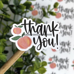 Thank You Peach Sticker©, Fruit Sticker, Summer Sticker, Thank You Label, Etsy Sticker, Small Shop, Small Business, Fruit Label, Peaches