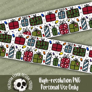 Weihnachtsgeschenke Doodles Tape Digital File © - Kommerzielle Nutzung, Verpackungsmaterial, Tape Design, Wasser Aktiviertes Tape, Small Business