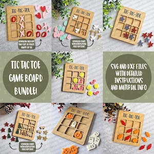 Tic Tac Toe Board SVG Bundle: Laser Cut File, Commercial Use