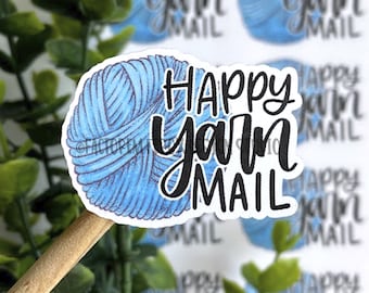 Happy Yarn Mail Sticker, Etsy Sticker, Handmade Sticker, Small Shop Sticker, Small Business Sticker, Crochet, Knitting