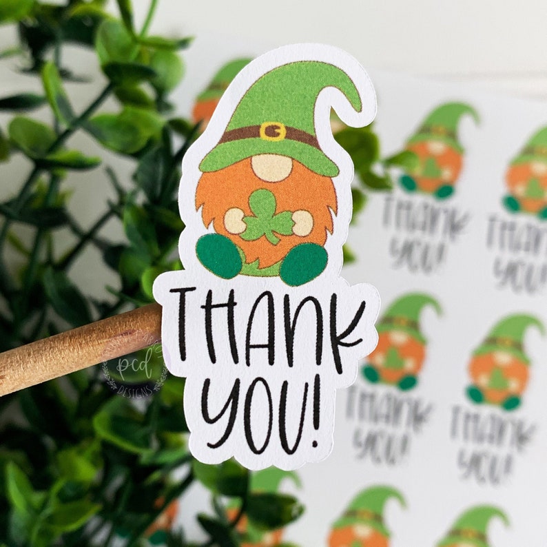 Thank You Sticker St Patrick&rsquo;s Day Gnome Sticker Etsy - Etsy
