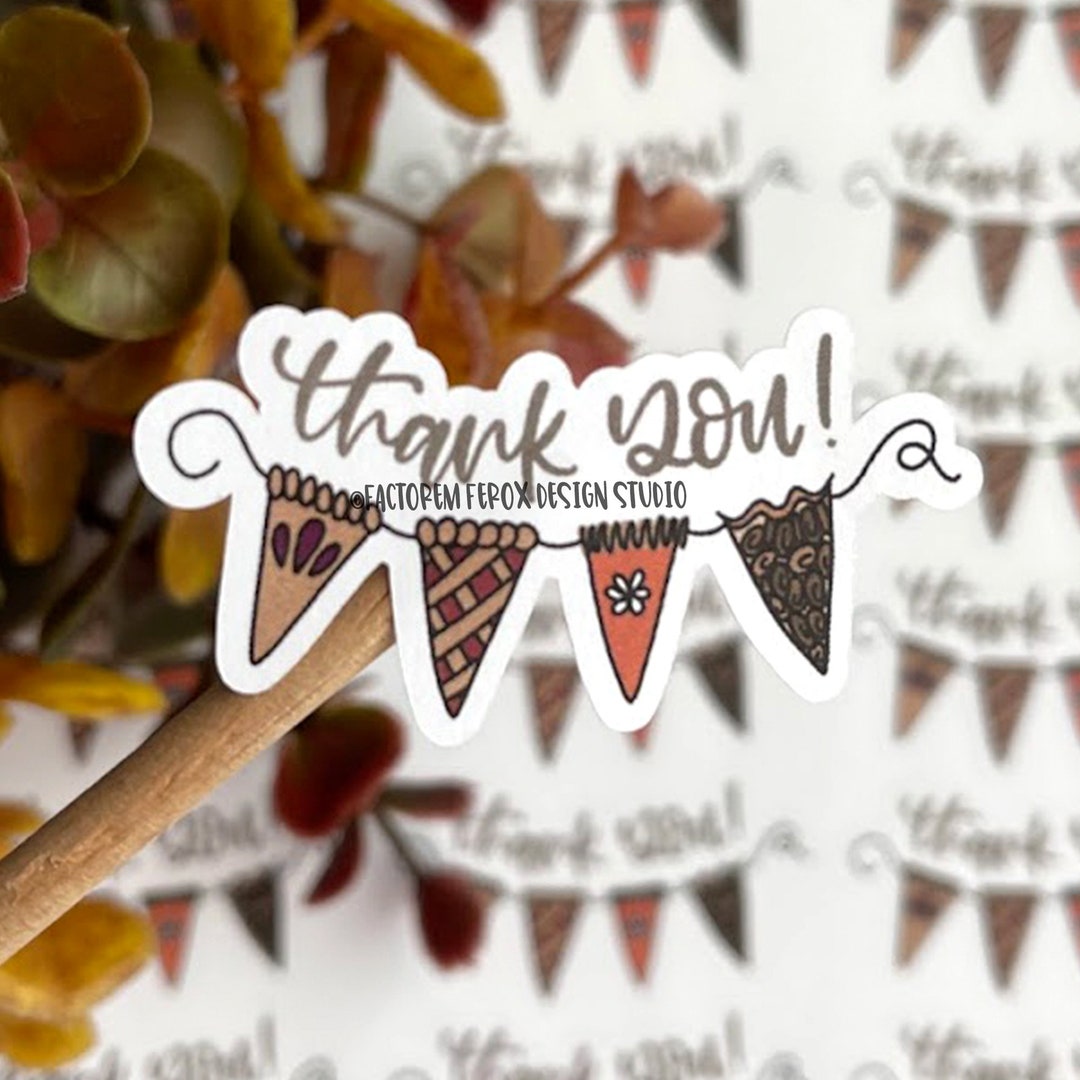 Thank You Pie Banner Sticker ©, Thanksgiving Sticker, Fall, Autumn