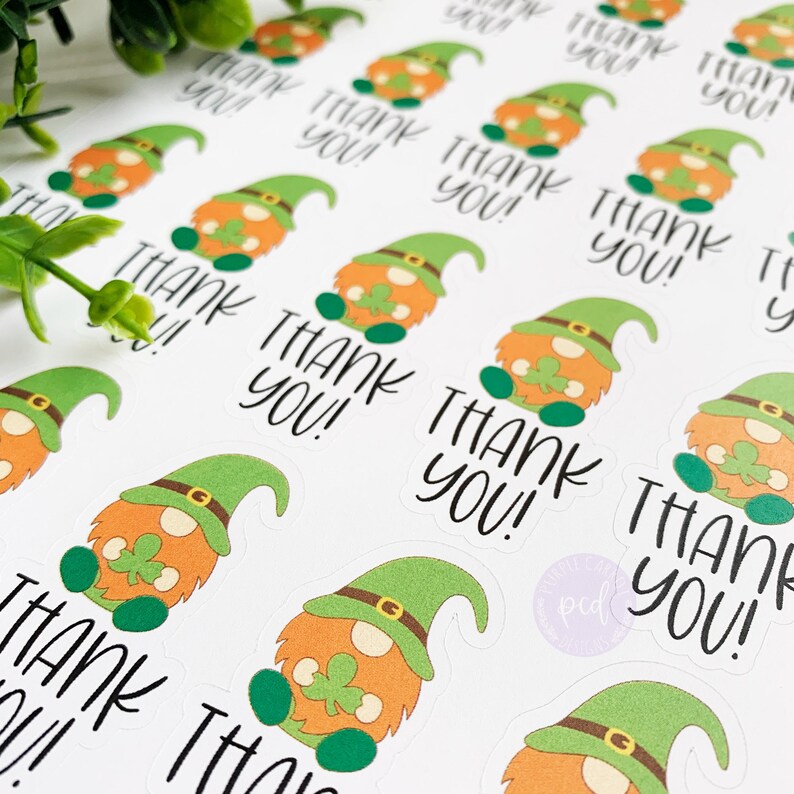 Download Thank You Sticker St Patrick's Day Gnome Sticker Etsy | Etsy